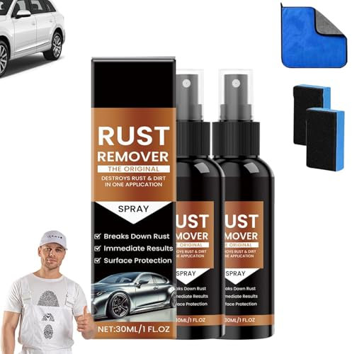 Rostentferner-Spray, Mehrzweck-Rostentferner für Metall, Rostumwandler für Autos, für robuste Rostlöser für Kratzer, Eisenflecken, Ketten (2)