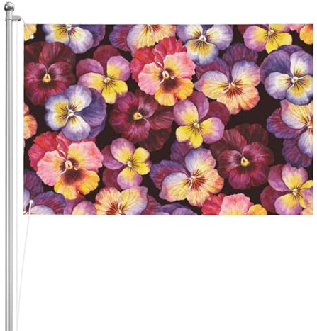 Flores de pensamiento en acuarela,Bandera decorativa para jardín, de doble cara, de 2 x 3 pies, para exteriores e interiores.