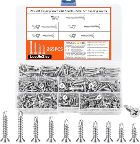 265 PzViti Autofilettanti per Metallo, M4.2 Viti Autoperforanti per Metallos, Viti Autoforanti per Metallo, vViti a testa svasata piatta per lamiera plastica