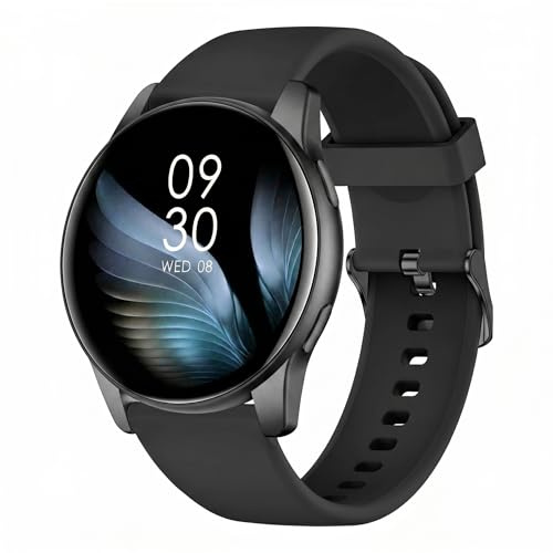 AcclaFit Smartwatch Damen Herren, 1.38 Zoll HD-Display Smart Watch mit Bluetooth Anrufe, Fitness Tracker mit Herzfrequenz SpO2 Schlafmonitor Schrittzähler, IP68 Wasserdicht Fitnessuhr für iOS Black