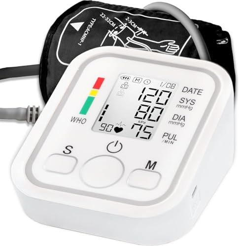 Blood Pressure Monitors,Upper Arm BP Blood Pressure Machine for Home Use,Comfortable Arm Cuff (22-32 cm) One-Button Operation, Heart Rate Monitor,Pulse Measurement,Voice Broadcasting,2 Users Memories