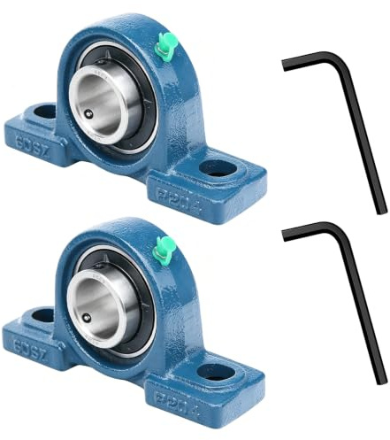 2 stycken stålager UCP 204, 20 mm lagerbock-axel med mässingssmörjnippel, flänslager, kullager för industrianläggningar, transportteknik och pumpar, utbyteslagerbock för industri och gör-det-själv