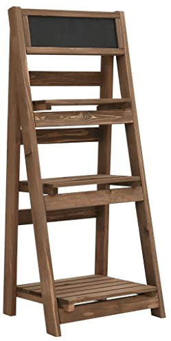 Ordellia Soporte para plantas de madera maciza de abeto, 3 niveles, 40 x 30 x 90 cm, estantería para plantas con pizarra para balcón, terraza, jardín, salón, pasillo, alféizar de ventana, esquina