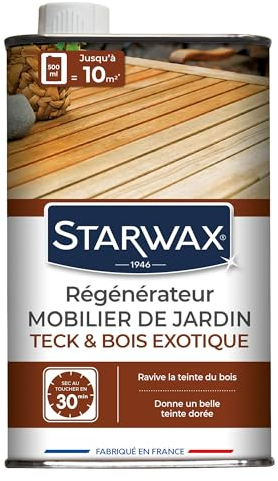 STARWAX Régénérateur Teck et Bois Exotiques pour Mobilier de Jardin - 500 ML - Idéal pour Raviver la Teinte Dorée Devenu Terne avec Le Temps