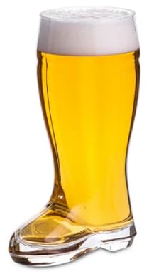 Drinkstuff Glass Beer Boot 1 Pint – 19.5cm Novelty German Beer Glass with Gift Box, 700ml Large Boot‑Shaped Pint Glass for Parties, Gifting & Fun Drinking Challenges