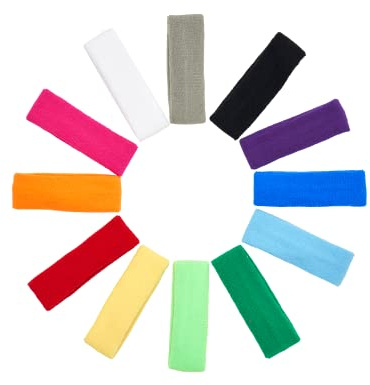 Mallofusa 12 PCS Sports Basketball Headband Sweatband Head Sweat Band Brace Outdoor for Men Women Kids Doing Yoga Running Tennis