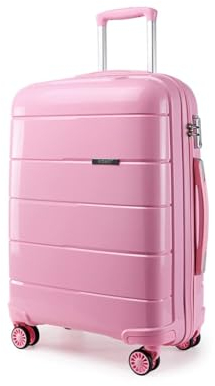 KONO Trolley Bagaglio a Mano Rigida Premium Polipropilene Valigia con TSA Lucchetto e 4 Ruote Girevoli (Rosa, L (74cm - 105L))