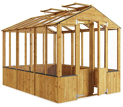 BillyOh Greenhouse Wooden Frame with Air Vent | Clear Wall Glazing | Cold Frame | Garden Plants | Outdoor Storage Shed Lincoln Green House (9 x 6)