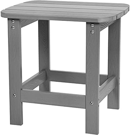 Flash Furniture Charlestown Adirondack Beistelltisch aus Kunstharz, mehrstufig, für den Innen- und Außenbereich, Grau