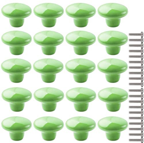 ZESLIV 20 Pezzi Pomelli per Cassetti bambini con Viti 38mm verde Pomolo tondo per mobili in ceramica