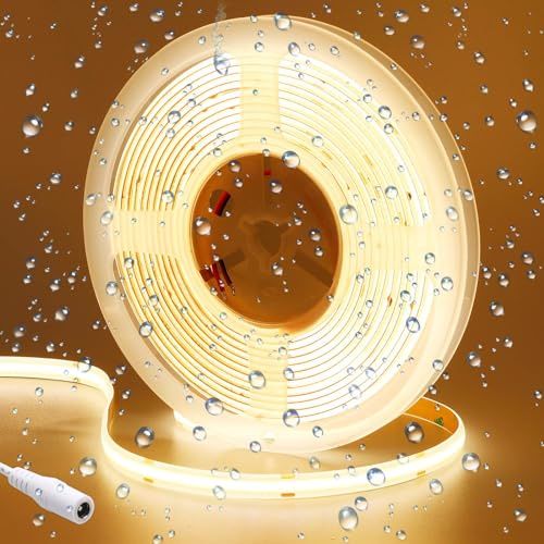 GOMING 24V 5M COB LED Remsa Varm Vit 3000K IP65 Vattentät LED Strip 4300LM 480LEDs/M CRI 93+ Flexibel Självhäftande LED Tejp Lämplig för Heminredning(Strömförsörjning Ingår Ej) | CRI 93+ Hög Densitet 480LED/M Hög Ljusstyrka Flexibla LED-lampor för Vardagsrum Bar Hem Dekoration(strömförsörjning ingår ej)