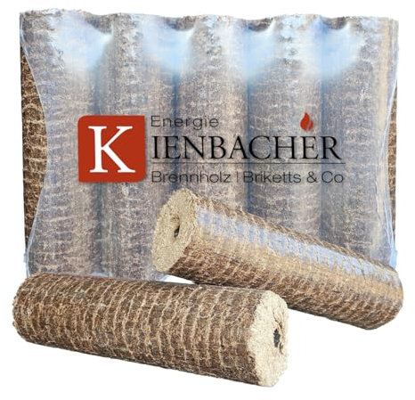 Nestro da 30 kg con foro di trazione, bricchette in legno per foglie, camino, stufa, riscaldamento, legno, bricchetta, rotonda, energia Kienbacher (3 x 10 kg)