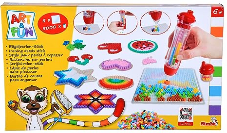 Simba Art und Fun Bügelperlenstick mit 5000 Perlen, 5 Steckplatten, Motivvorlagen, Bügelperlen, ab 6 Jahren