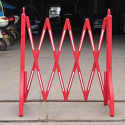 EMENAR Mobile Barricade，Telescopic Fence Construction Protective Fence High-Intensity Lattice Reflective Film with Clear Nighttime Reflection and Warning Effect (Color : Rojo)
