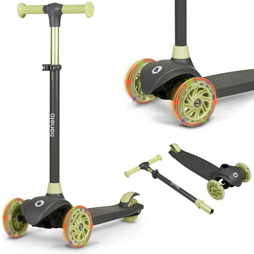 Lionelo Jessy Monopattino Evolutivo per Bambini 3+ anni fino a 50kg Scooter con ruote LED Pedana antiscivolo Freno d'Acciaio Regolabile in 4 Altezze Monopattino bambini Leggero 2.3kg