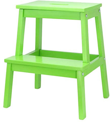 FLYIFE 2 Step Step Stool Wooden Footstool Adult Stepladder Portable Shoe Stool Planter for Indoor Bathroom/Green