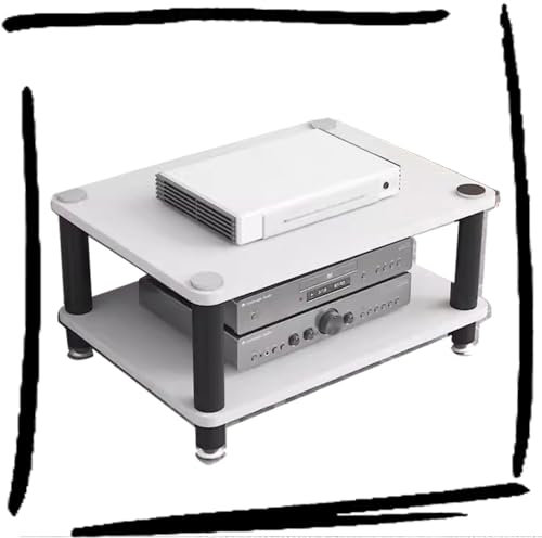 ILOOXI HiFi-Rack-AV-Regal Aus Holz & Stahl, 1/2/3/4-stufiger TV-Ständer, HiFi Regal, Audio Rack HiFi Regal(White,2 Tier)