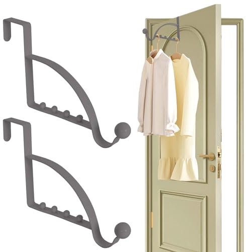 Cleminsta 2 Stücke Türgarderobe - Edelstahl Türhakenleiste zum Einhängen Universell, Platzsparend - Türgarderobe zum Einhängen, Kleiderhaken Tür, Solide Türhaken zum Einhängen (Grau)