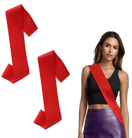 2 Pack Red Sash Beauty Pageant Sashes Blank Satin Sash Plain Sash Pageant Party Favors Red Chair Sashes, Prom Queen Sash, Blank Sashes to Decorate Sashes for Wedding Bridal Shower Birthday Party