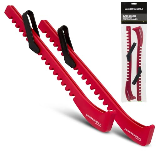 Winnwell Universal Skate Guards – Einheitsgröße, schnell trocknende Feuchtigkeitsabgabe, einfach zu bedienende Kufenabdeckungen für Eishockey und Eiskunstlaufkufen (rot)