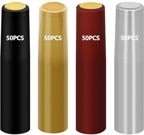 200 Pieces PVC Heat Shrink Cap with Tear Tab for Wine Bottle, 30x60mm Wine Shrink Wrap Seals Sleeves Caps Shrink Top Cover for Wine Cellars Home Kitchen Use (4 Color)