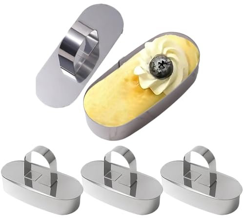 Moldes de anillo, 4 moldes de acero inoxidable para hacer alimentos, moldes de anillo para cocinar alimentos, moldes de mousse con empujador para postres, moldes profesionales para hornear y cocinar