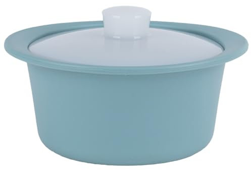 Pentola a vapore per microonde, in silicone per uso alimentare, con manico e coperchio, adatta per forno e lavastoviglie, per verdure, ciotole da cucina