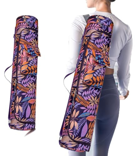 Oaygat Grand sac de transport pour tapis de yoga avec sangle de transport avec poche zippée pour bouteille et compartiment humide pour tapis d'exercice