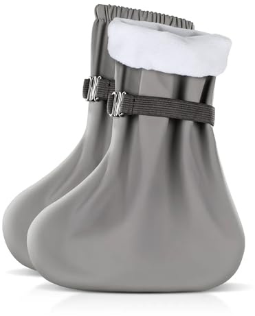 Zamboo Überzieher Schuhe mit Fleece | Gefütterte Baby Regenfüßlinge bis 18 Monate | OEKO-TEX Standard 100 geprüfte Regenüberschuhe, maschinenwaschbar - Grau