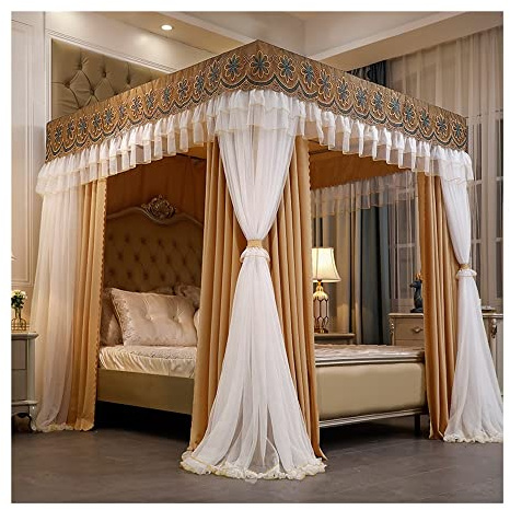 NZPOST Mosquitera para Cama, Dosel para Cama Four Seasons, Incluye Tela de Sombra/Cortina de Pantalla/Soporte metálico (Estilo 8 1,5 x 2 x 2 m) (