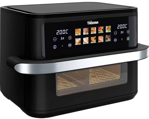 TRISTAR Fritteuse mit Doppelzone, digitales Display, 10 Programme, antihaftbeschichtet, Temperaturregelung 80-200°C, Timer 60 min, 2800 W, Schwarz Fr -9078