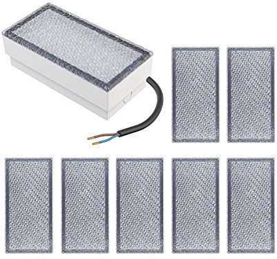 ledscom.de 8 Stück LED Pflasterstein Bodeneinbauleuchte CUS für außen, IP67, eckig, 20 x 10cm, 2,8 W, 251lm, warmweiß