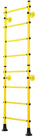 NiroSport FitTop M4 Espalier d'intérieur jaune avec barreaux en bois / 210 cm/s - Pour chambre d'enfant - Mur d'escalade facile à monter - Charge maximale : 130 kg