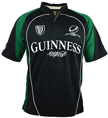 Guinness Black and Green Short Sleeve Performance Rugby Shirt (XXX-Large)