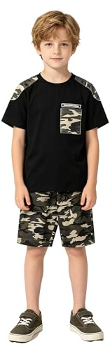 LOLANTA Pojkar tonåring kamouflage långärmad t-shirt + byxor kläder set hip hop dans träningsdräkt
