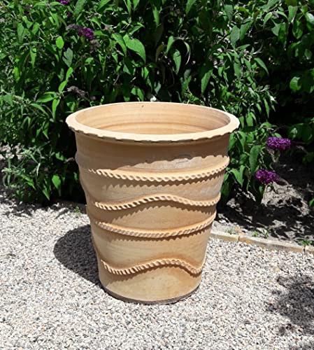 Palatina Werkstatt großer standfester hoher Blumentopf 50cm aus Terracotta, frostfester Pflanzkübel Übertopf aus Kreta, zum Bepflanzen Acanthus 50 cm