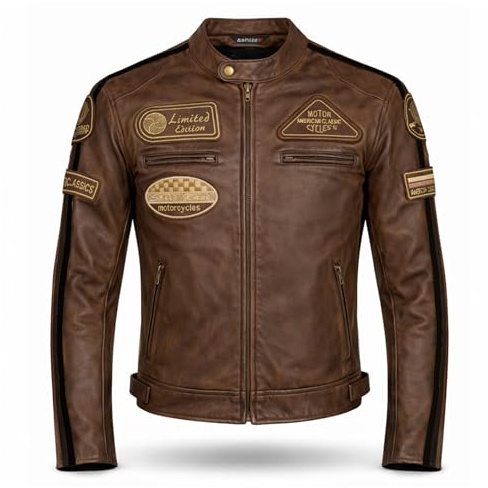 PRO FUTURE Aspirdex - Chaqueta de piel para hombre, estilo vintage Custom & Café Race, estilo Harley