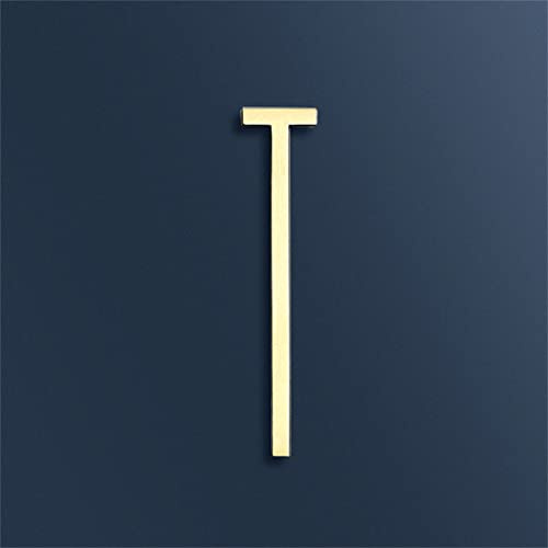 7cm Solid Brass 3D House Plaque Numbers 0-9 Letters A-Z Dash Sign Adhesive Glued Hotel Office Door Number Indoor Mailbox Address Digital Alphabet for Home Outdoor Plates Doorplate Room (T)