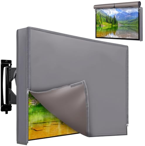 Outdoor TV Cover 48 to 50 Inch, Weatherproof Waterproof Outside TVs Covers Heavy Duty 600D Oxford Covers Outdoor Screen Protectors Shield with Zippers for Flat Screen