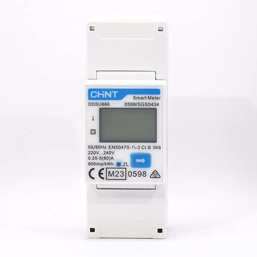 CHINT DDSU666 Compteur d'énergie électronique intelligent monophasé DIN35mm Compteur électrique 5(80) A connexion directe avec interface RS485, conforme à Modbus RTU, certificat MID
