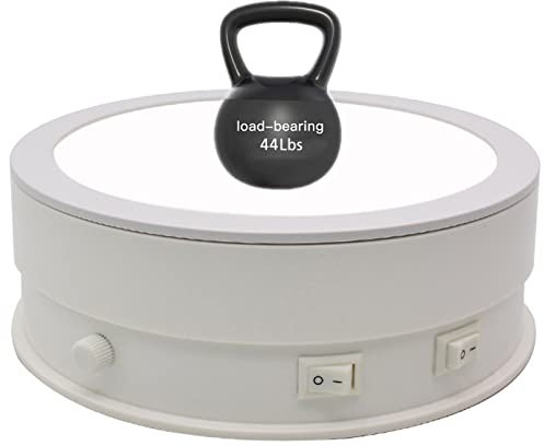 ROGHA Piatto Girevole Elettrico, Giradischi Elettrico da 11,8 Pollici, Base Girevole per Immagini di Prodotti a 360 Gradi o Gioielli, Display da Collezione,White