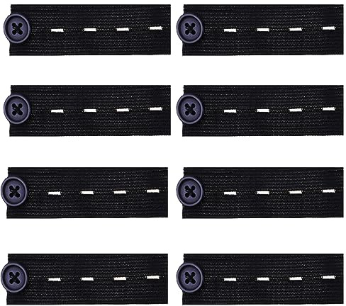 Guoguonb 8 Pieces Elastic Waist Extension Trouser Extension Adjustable Elastic Waistband Extension Button Extension for Pregnancy Women Men Jeans Trousers Pants- Black