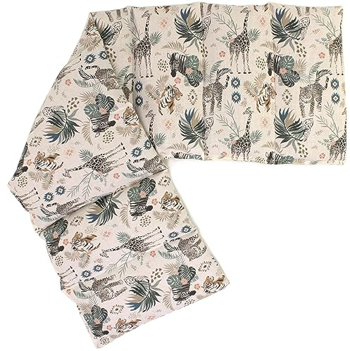 Coussin aux grains d'épeautre compartimenté en huit XXL - 75x20 cm - Tissu biologique animaux sauvages - Coussin bouillotte sèche - Compresse froide