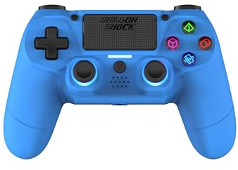 DragonShock Mizar Manette Sans Fil pour PS4 – Contrôleur Bluetooth Compatible PC & PS3 – Double Vibration, Batterie Rechargeable – Bleu