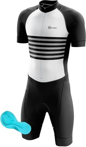 Abbigliamento Ciclismo Set Tuta da Triathlon a Maniche Corte da Uomo, Triathlon Unisex, MTB Body Trisuit Cycling Skinsuit per Nuoto/Corsa/Ciclismo, monopezzo (10,L)