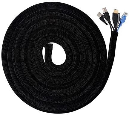 3 M Gaine Cable,Cable Management,Diamètre 12-20 mmGoulotte Passe Cable,Manchon Cable,Cache Cable Blanc,Manchon de Cache Câble Réglable,Protection du Cache Câbles pour Automobiles (Noir)