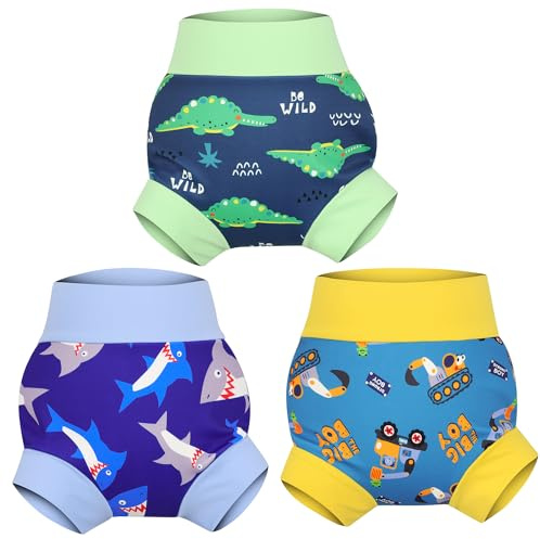 MOEMOE Baby Reusable Swim Diapers 3Pcs Comfortable Waterproof Baby Swim Diapers for Boys Swim Lesson 4T