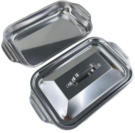 3 storlekar rostfritt stål rektangulära fiskpannor med handtag och lock Djup stekpanna Stek-/stekpanna (enfärgad 45 cm)