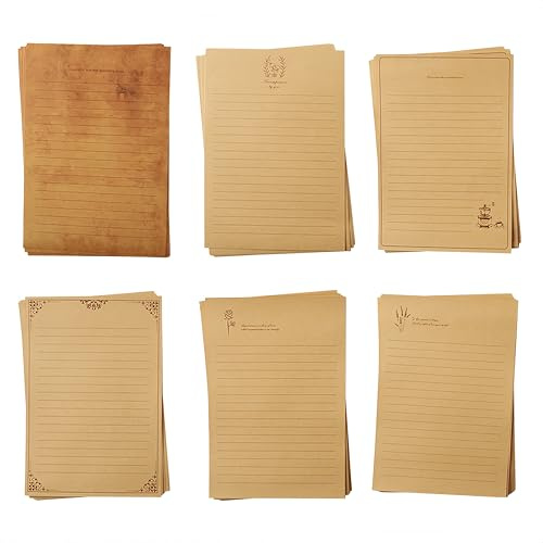 CZAKOMIX 120 Fogli di Carta da Lettere, 6 Diversi Stili di Carta Stampante, 21 * 14,4 Cm, Cartas Vintage, per la Corrispondenza Quotidiana, Gli Auguri per le Vacanze, I Biglietti Regalo, Gli Inviti