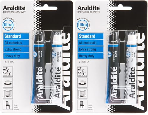 Araldite | Standard 2-Part Epoxy Resin Glue | Ultra Strong, Multipurpose & Solvent-Free Adhesive Works as Ceramic, Plastic, Metal, Jewellery & Glass Glue | For Durable Bonding & Repairs | 15ml